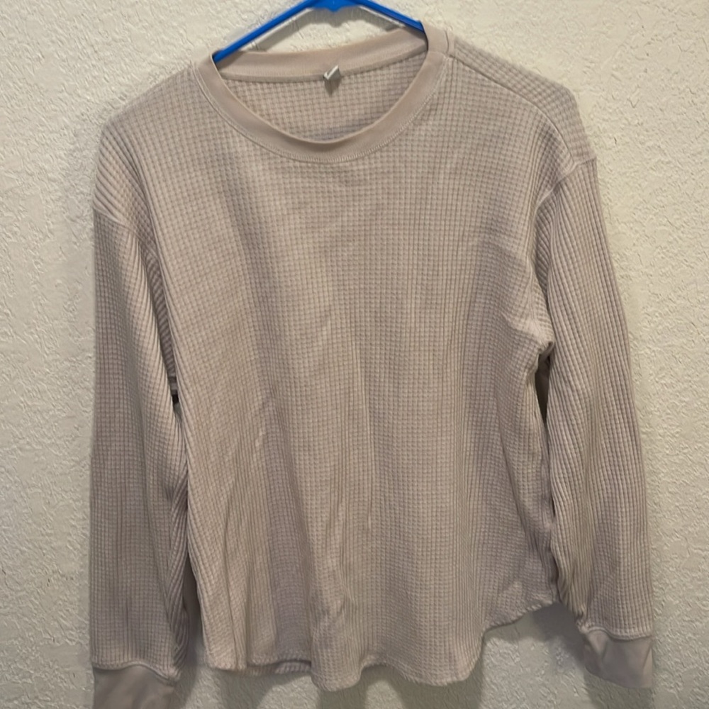 Uniqlo waffle knit cream long sleeve